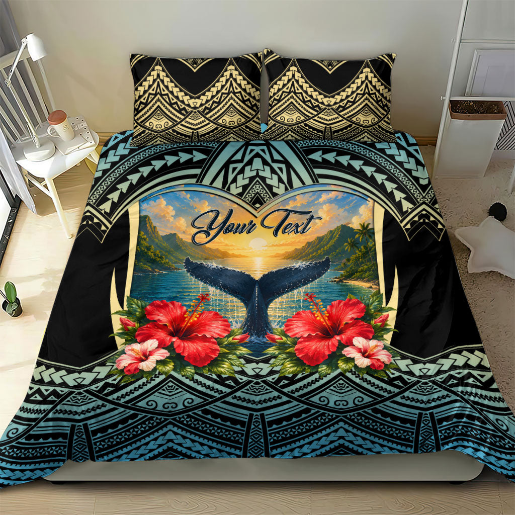 Personalized Masefau American Samoa Whale Bedding Set Polynesian Tribal Pattern Tropical Hibiscus TS04 - Polynesian Pride