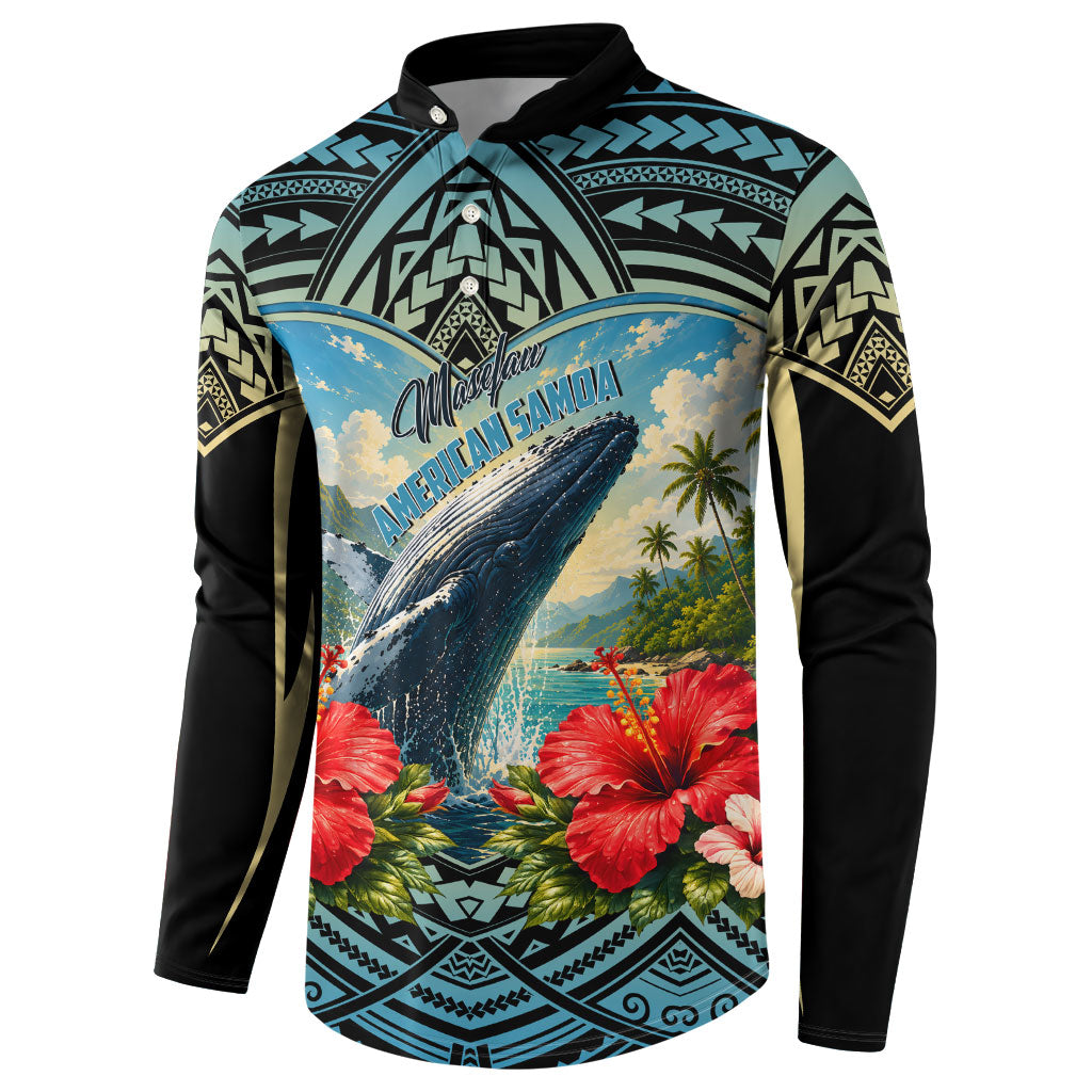 Personalized Masefau American Samoa Whale Button Sweatshirt Polynesian Tribal Pattern Tropical Hibiscus TS04 - Polynesian Pride