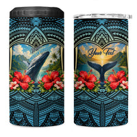 Personalized Masefau American Samoa Whale 4 in 1 Can Cooler Tumbler Polynesian Tribal Pattern Tropical Hibiscus TS04 One Size: 16 oz Black Blue - Polynesian Pride