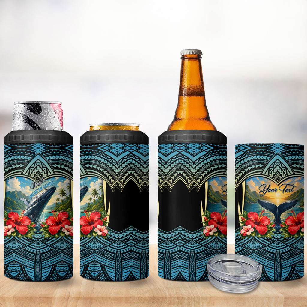 Personalized Masefau American Samoa Whale 4 in 1 Can Cooler Tumbler Polynesian Tribal Pattern Tropical Hibiscus TS04 - Polynesian Pride