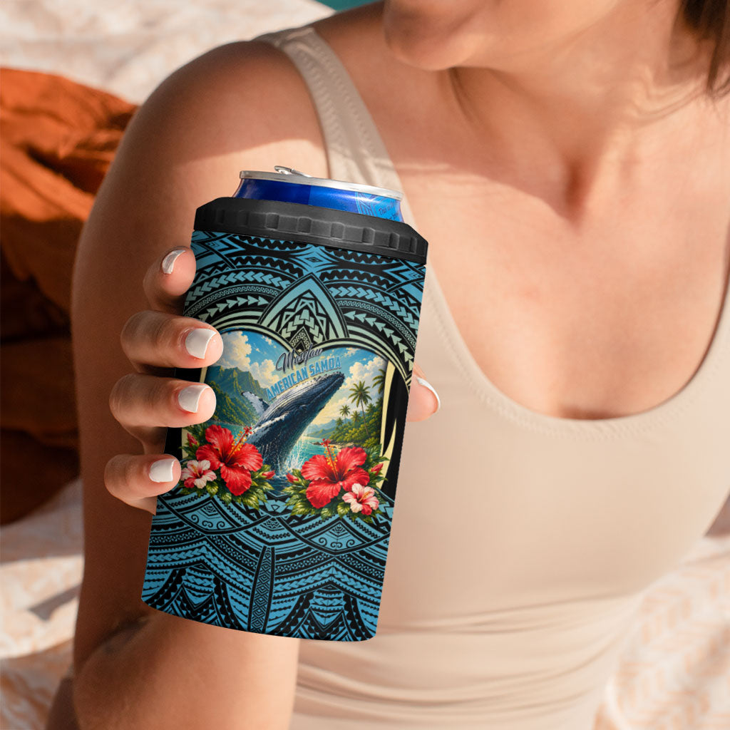 Personalized Masefau American Samoa Whale 4 in 1 Can Cooler Tumbler Polynesian Tribal Pattern Tropical Hibiscus TS04 - Polynesian Pride