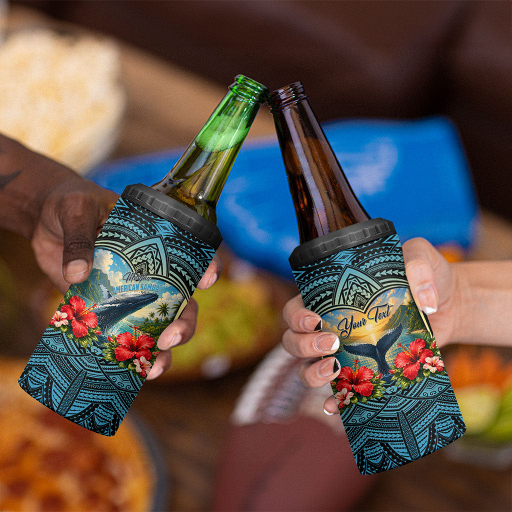 Personalized Masefau American Samoa Whale 4 in 1 Can Cooler Tumbler Polynesian Tribal Pattern Tropical Hibiscus TS04 - Polynesian Pride