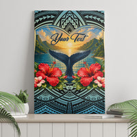 Personalized Masefau American Samoa Whale Canvas Wall Art Polynesian Tribal Pattern Tropical Hibiscus TS04 - Polynesian Pride