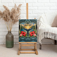 Personalized Masefau American Samoa Whale Canvas Wall Art Polynesian Tribal Pattern Tropical Hibiscus TS04 - Polynesian Pride