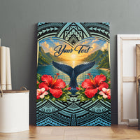 Personalized Masefau American Samoa Whale Canvas Wall Art Polynesian Tribal Pattern Tropical Hibiscus TS04 - Polynesian Pride