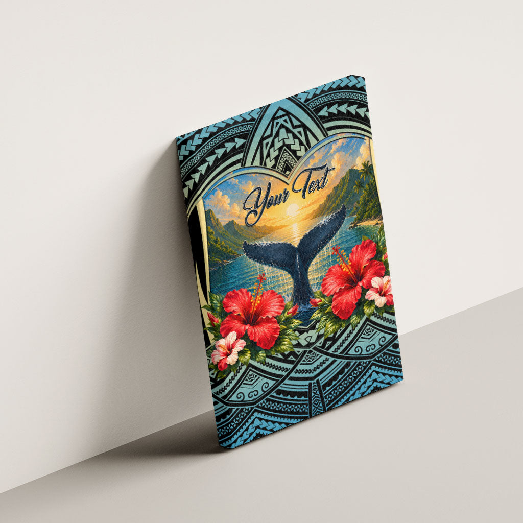 Personalized Masefau American Samoa Whale Canvas Wall Art Polynesian Tribal Pattern Tropical Hibiscus TS04 - Polynesian Pride