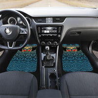 Personalized Masefau American Samoa Whale Car Mats Polynesian Tribal Pattern Tropical Hibiscus TS04 Set 2pcs - Front Black Blue - Polynesian Pride