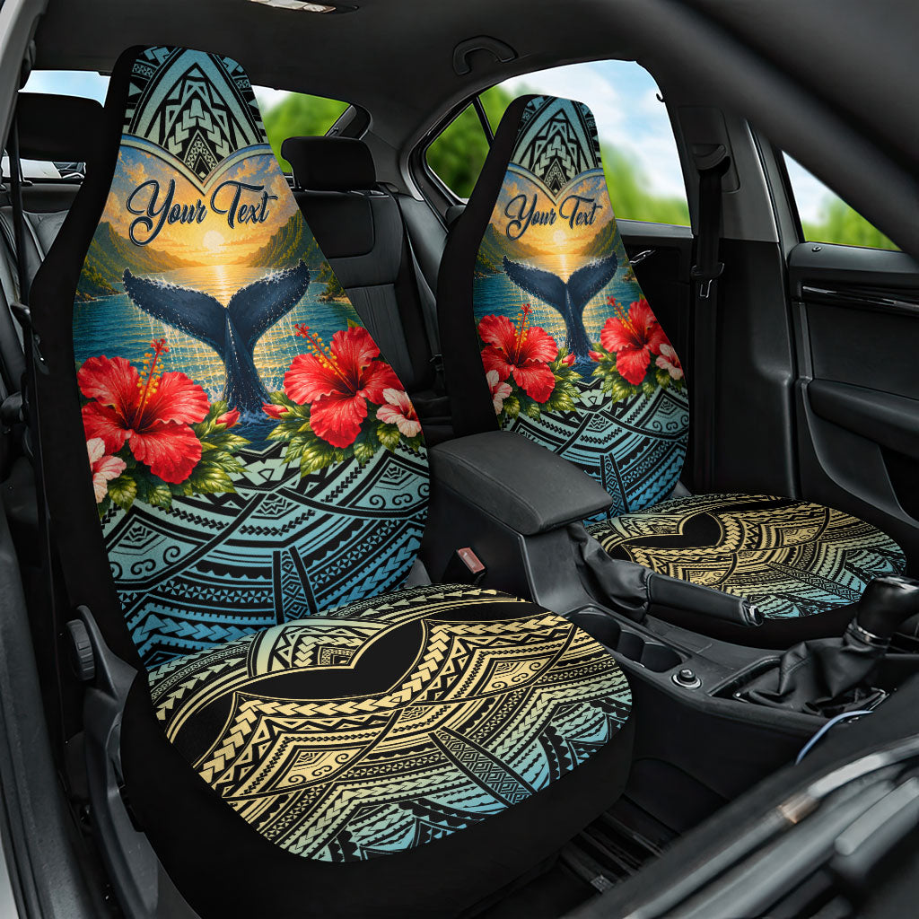 Personalized Masefau American Samoa Whale Car Seat Cover Polynesian Tribal Pattern Tropical Hibiscus TS04 One Size Black Blue - Polynesian Pride