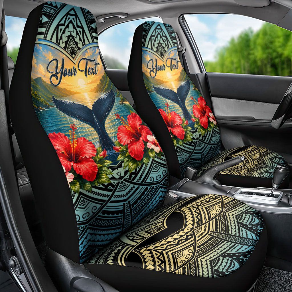 Personalized Masefau American Samoa Whale Car Seat Cover Polynesian Tribal Pattern Tropical Hibiscus TS04 - Polynesian Pride