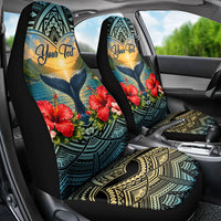 Personalized Masefau American Samoa Whale Car Seat Cover Polynesian Tribal Pattern Tropical Hibiscus TS04 - Polynesian Pride