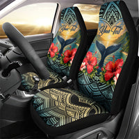 Personalized Masefau American Samoa Whale Car Seat Cover Polynesian Tribal Pattern Tropical Hibiscus TS04 - Polynesian Pride