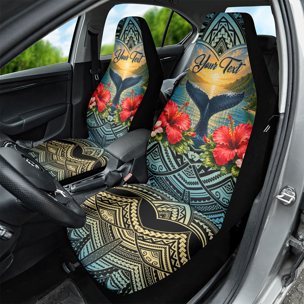 Personalized Masefau American Samoa Whale Car Seat Cover Polynesian Tribal Pattern Tropical Hibiscus TS04 - Polynesian Pride