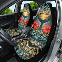 Personalized Masefau American Samoa Whale Car Seat Cover Polynesian Tribal Pattern Tropical Hibiscus TS04 - Polynesian Pride