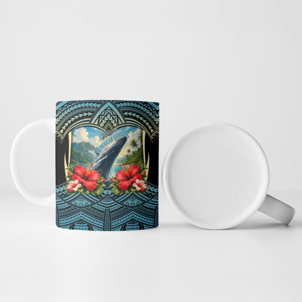 Personalized Masefau American Samoa Whale Ceramic Mug Polynesian Tribal Pattern Tropical Hibiscus TS04 - Polynesian Pride