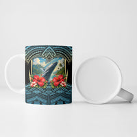 Personalized Masefau American Samoa Whale Ceramic Mug Polynesian Tribal Pattern Tropical Hibiscus TS04 - Polynesian Pride