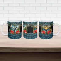 Personalized Masefau American Samoa Whale Ceramic Mug Polynesian Tribal Pattern Tropical Hibiscus TS04 - Polynesian Pride