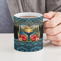 Personalized Masefau American Samoa Whale Ceramic Mug Polynesian Tribal Pattern Tropical Hibiscus TS04 - Polynesian Pride