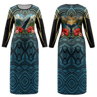 Personalized Masefau American Samoa Whale Couples Matching Long Sleeve Bodycon Dress and Long Sleeve Button Shirt Polynesian Tribal Pattern Tropical Hibiscus TS04 - Polynesian Pride