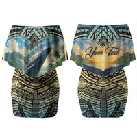 Personalized Masefau American Samoa Whale Couples Matching Off Shoulder Short Dress and Hawaiian Shirt Polynesian Tribal Pattern Tropical Hibiscus TS04 - Polynesian Pride