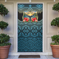 Personalized Masefau American Samoa Whale Door Cover Polynesian Tribal Pattern Tropical Hibiscus TS04 Black Blue - Polynesian Pride