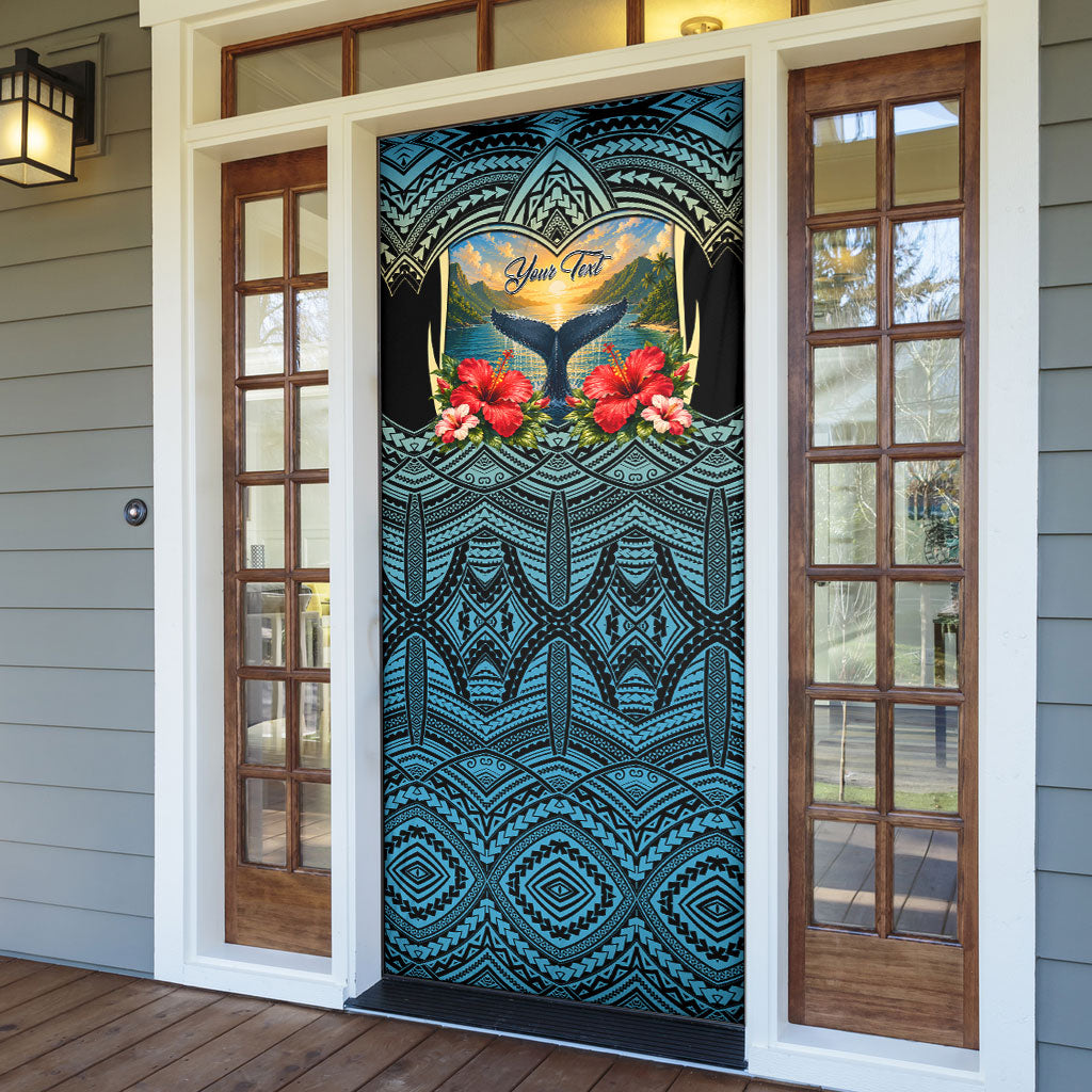 Personalized Masefau American Samoa Whale Door Cover Polynesian Tribal Pattern Tropical Hibiscus TS04 - Polynesian Pride