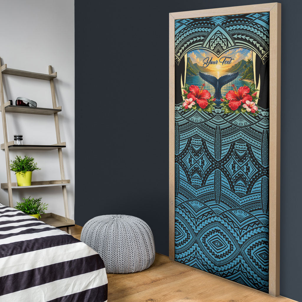 Personalized Masefau American Samoa Whale Door Cover Polynesian Tribal Pattern Tropical Hibiscus TS04 - Polynesian Pride
