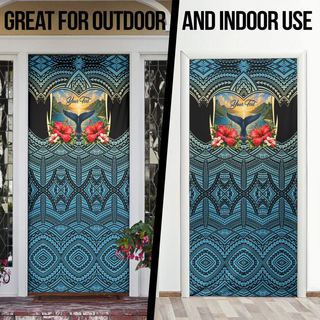 Personalized Masefau American Samoa Whale Door Cover Polynesian Tribal Pattern Tropical Hibiscus TS04 - Polynesian Pride