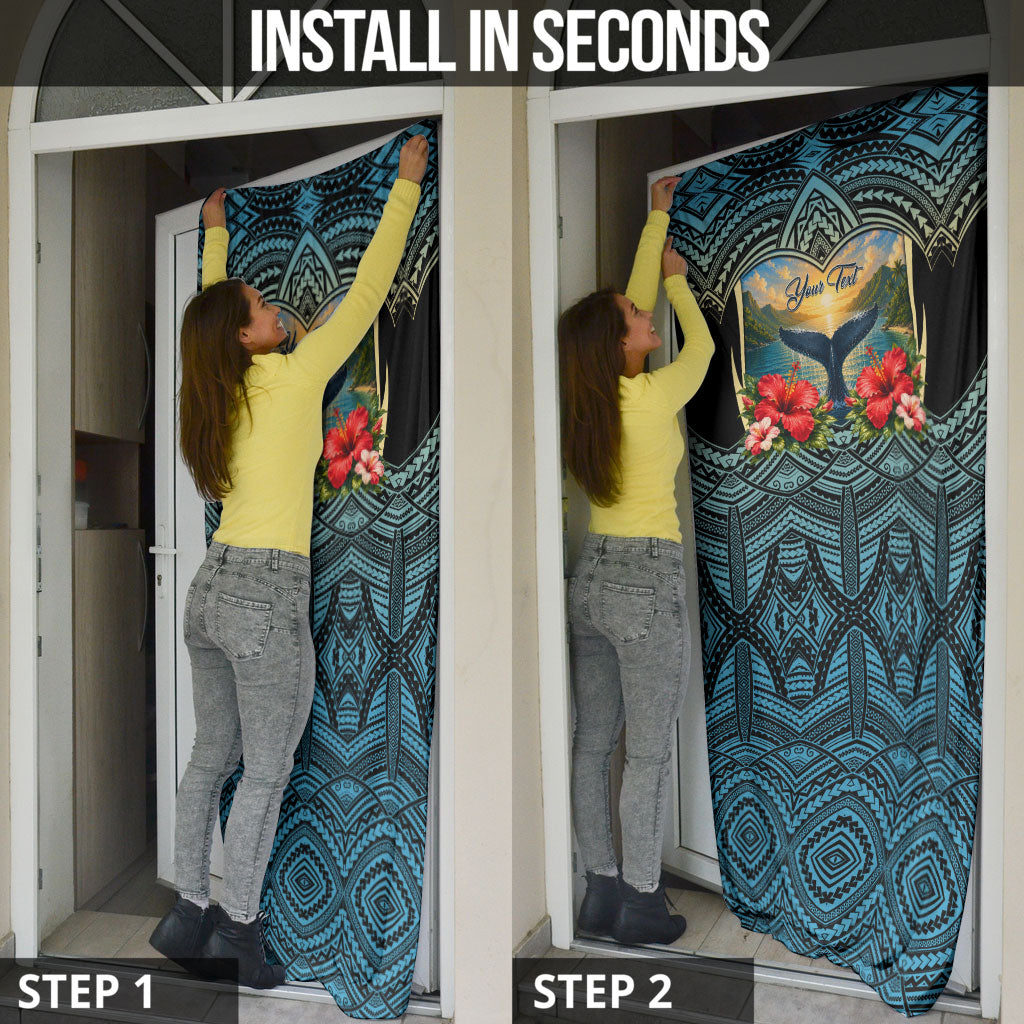 Personalized Masefau American Samoa Whale Door Cover Polynesian Tribal Pattern Tropical Hibiscus TS04 - Polynesian Pride