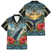 Personalized Masefau American Samoa Whale Family Matching Long Sleeve Bodycon Dress and Hawaiian Shirt Polynesian Tribal Pattern Tropical Hibiscus TS04 Dad's Shirt - Short Sleeve Black Blue - Polynesian Pride