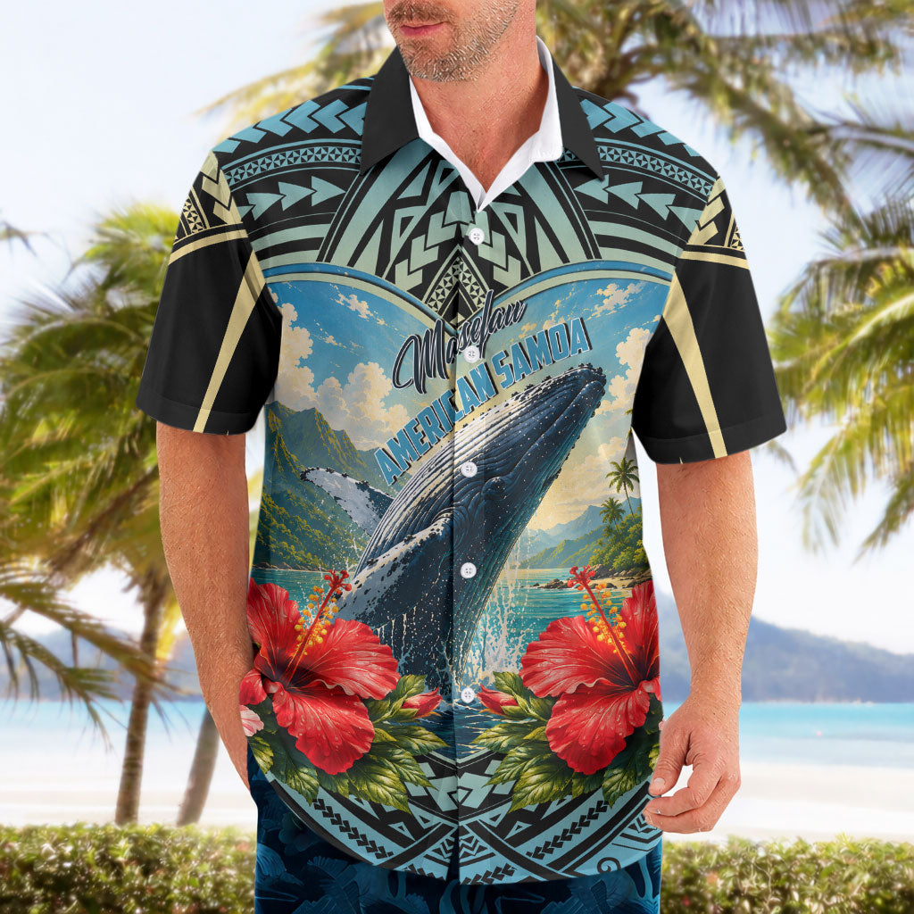 Personalized Masefau American Samoa Whale Hawaiian Shirt Polynesian Tribal Pattern Tropical Hibiscus TS04 - Polynesian Pride