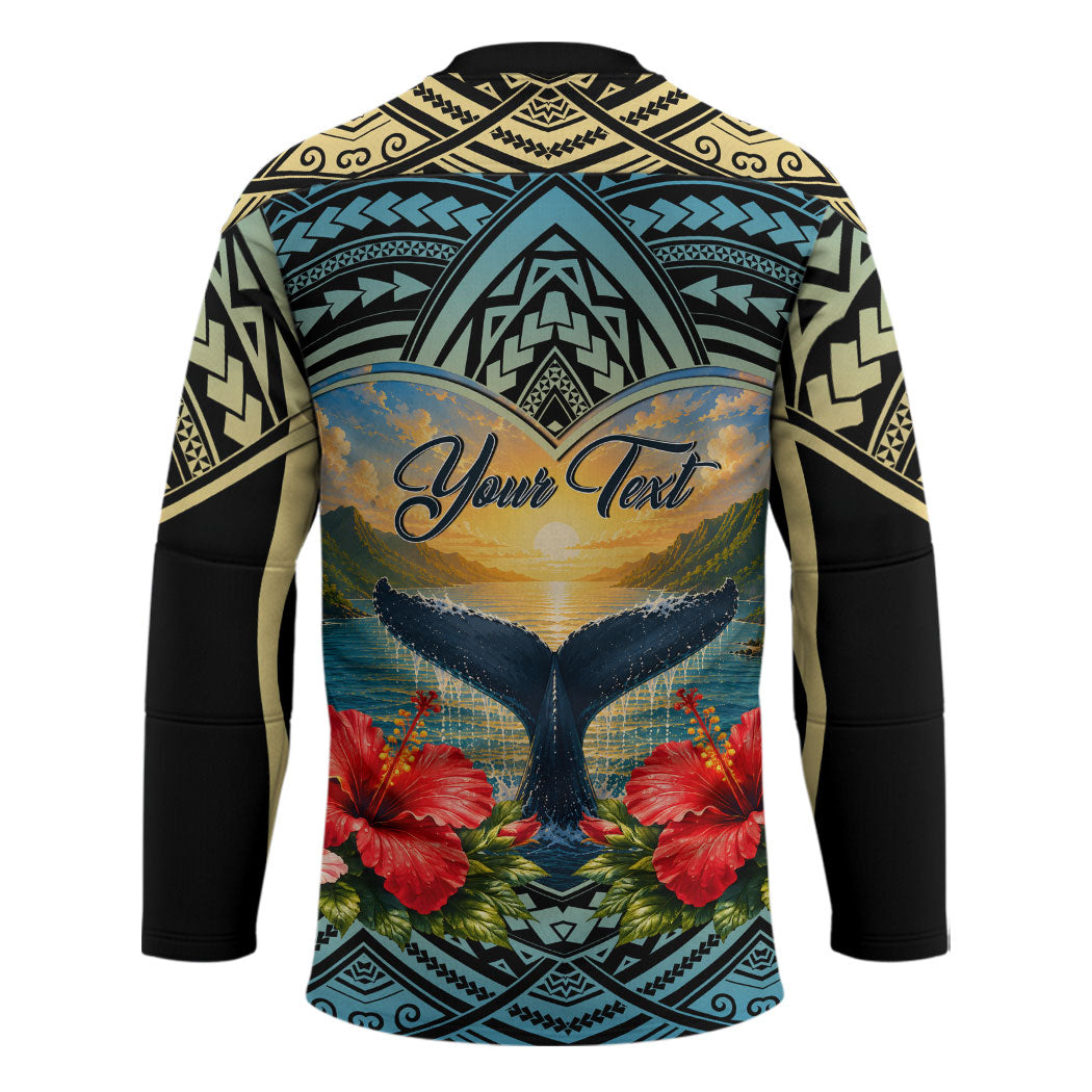 Personalized Masefau American Samoa Whale Hockey Jersey Polynesian Tribal Pattern Tropical Hibiscus TS04 - Polynesian Pride