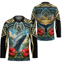 Personalized Masefau American Samoa Whale Hockey Jersey Polynesian Tribal Pattern Tropical Hibiscus TS04 - Polynesian Pride