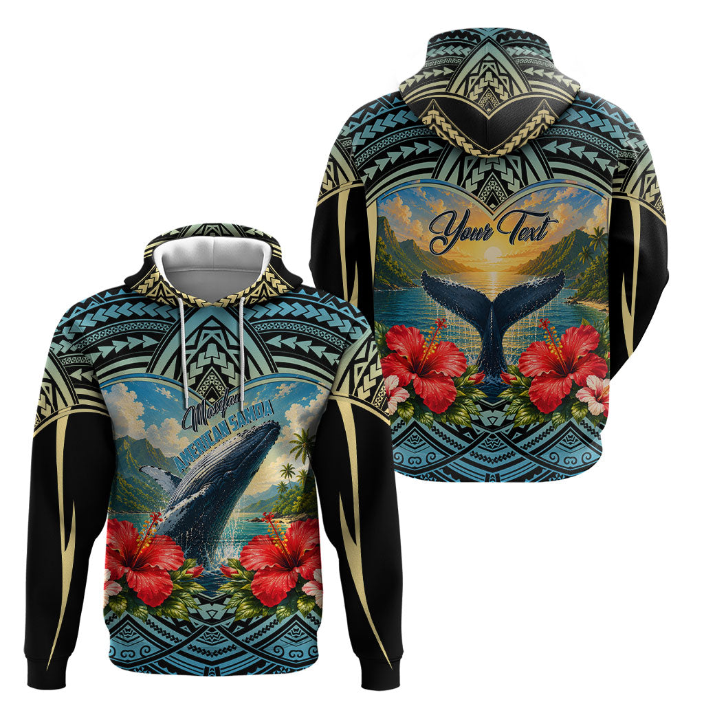 Personalized Masefau American Samoa Whale Hoodie Polynesian Tribal Pattern Tropical Hibiscus TS04 - Polynesian Pride