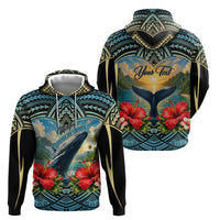 Personalized Masefau American Samoa Whale Hoodie Polynesian Tribal Pattern Tropical Hibiscus TS04 - Polynesian Pride