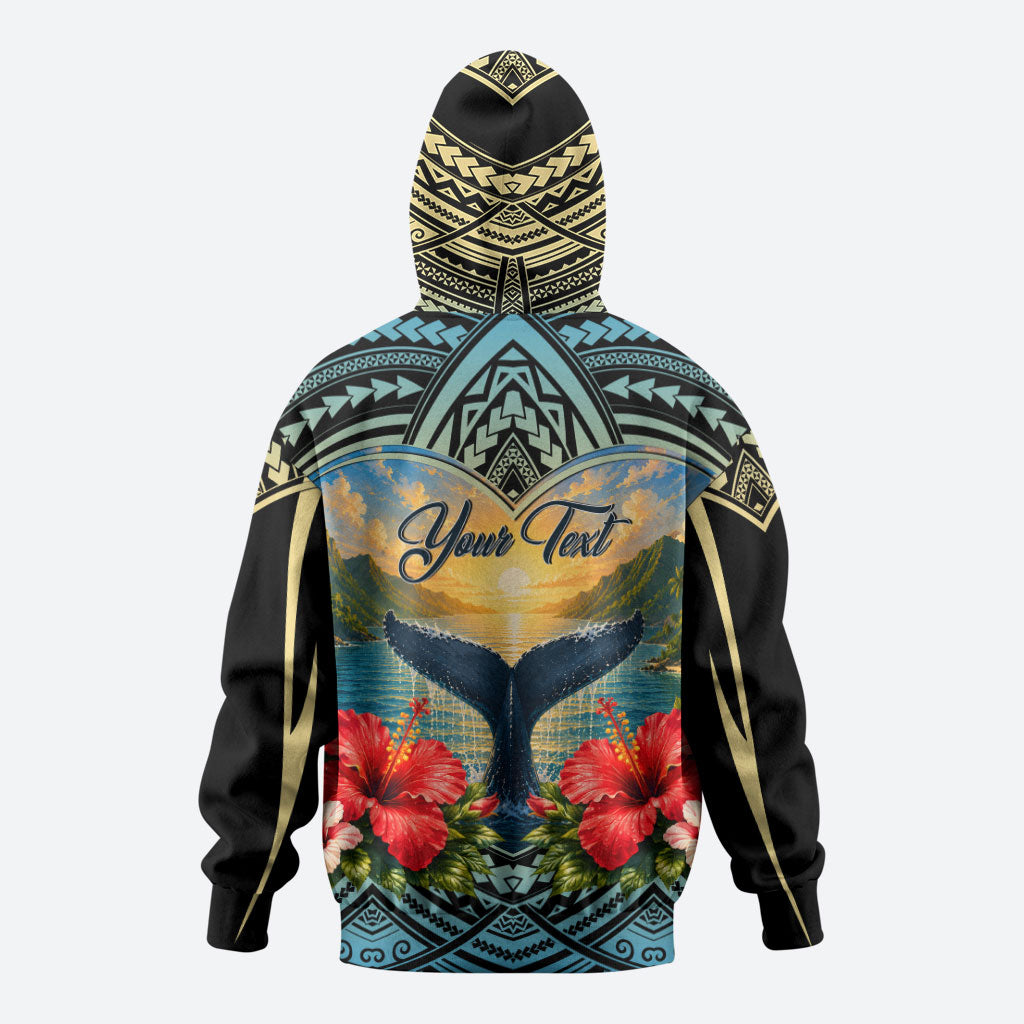 Personalized Masefau American Samoa Whale Hoodie Polynesian Tribal Pattern Tropical Hibiscus TS04 - Polynesian Pride
