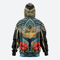 Personalized Masefau American Samoa Whale Hoodie Polynesian Tribal Pattern Tropical Hibiscus TS04 - Polynesian Pride