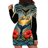 Personalized Masefau American Samoa Whale Hoodie Dress Polynesian Tribal Pattern Tropical Hibiscus TS04 - Polynesian Pride