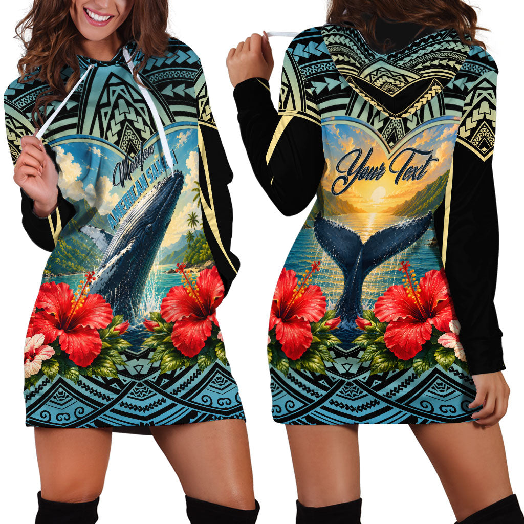 Personalized Masefau American Samoa Whale Hoodie Dress Polynesian Tribal Pattern Tropical Hibiscus TS04 - Polynesian Pride