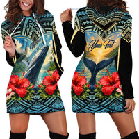 Personalized Masefau American Samoa Whale Hoodie Dress Polynesian Tribal Pattern Tropical Hibiscus TS04 - Polynesian Pride