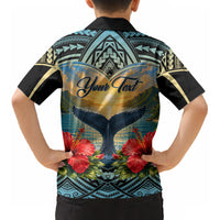 Personalized Masefau American Samoa Whale Kid Hawaiian Shirt Polynesian Tribal Pattern Tropical Hibiscus TS04 - Polynesian Pride