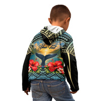 Personalized Masefau American Samoa Whale Kid Hoodie Polynesian Tribal Pattern Tropical Hibiscus TS04 - Polynesian Pride