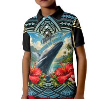 Personalized Masefau American Samoa Whale Kid Polo Shirt Polynesian Tribal Pattern Tropical Hibiscus TS04 Kid Black Blue - Polynesian Pride