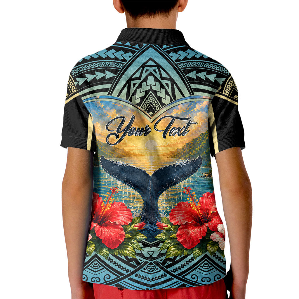 Personalized Masefau American Samoa Whale Kid Polo Shirt Polynesian Tribal Pattern Tropical Hibiscus TS04 - Polynesian Pride