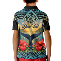 Personalized Masefau American Samoa Whale Kid Polo Shirt Polynesian Tribal Pattern Tropical Hibiscus TS04 - Polynesian Pride