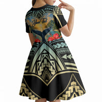 Personalized Masefau American Samoa Whale Kid Short Sleeve Dress Polynesian Tribal Pattern Tropical Hibiscus TS04 - Polynesian Pride