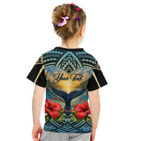 Personalized Masefau American Samoa Whale Kid T Shirt Polynesian Tribal Pattern Tropical Hibiscus TS04 - Polynesian Pride