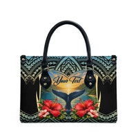 Personalized Masefau American Samoa Whale Leather Bag Polynesian Tribal Pattern Tropical Hibiscus TS04 - Polynesian Pride