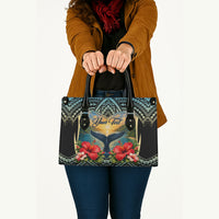 Personalized Masefau American Samoa Whale Leather Bag Polynesian Tribal Pattern Tropical Hibiscus TS04 - Polynesian Pride