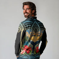 Personalized Masefau American Samoa Whale Long Sleeve Polo Shirt Polynesian Tribal Pattern Tropical Hibiscus TS04 - Polynesian Pride