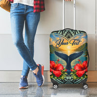 Personalized Masefau American Samoa Whale Luggage Cover Polynesian Tribal Pattern Tropical Hibiscus TS04 - Polynesian Pride
